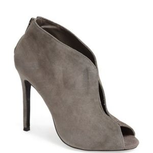 Steve Madden Imaginee Grey Suede Peep Toe Heels Booties